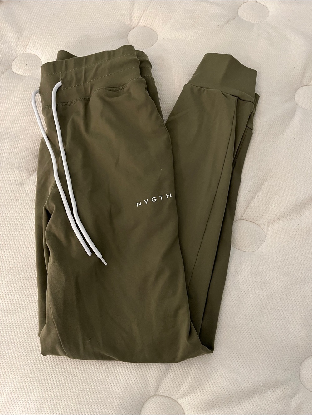 NVGTN Olive Drawstring Joggers with White Cords size medium